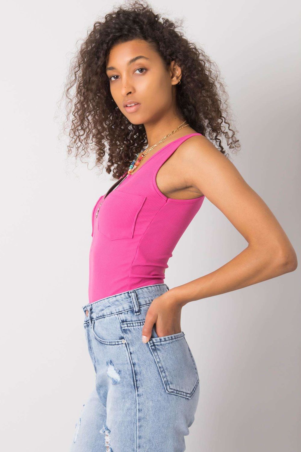 Koszulka Top MOdel DHJ-TP-13287.36P Pink - Italy Moda167384 - Różowy - obrazek 3