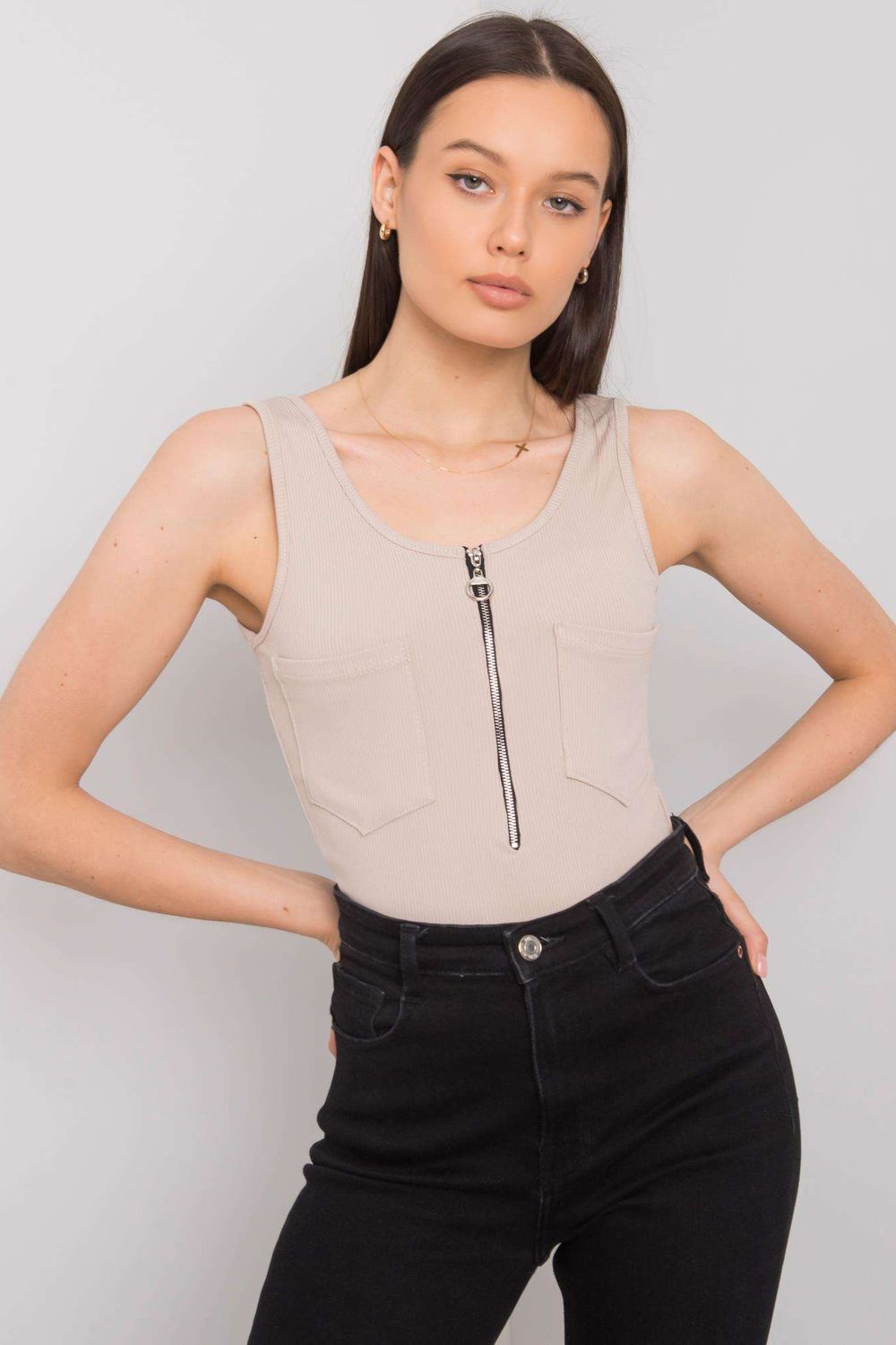 Koszulka Top MOdel DHJ-TP-13287.36P Beige - Italy Moda167390 - Beżowy