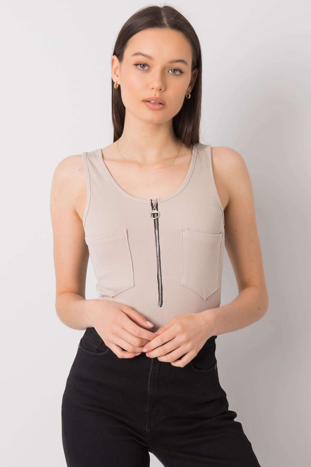 Koszulka Top MOdel DHJ-TP-13287.36P Beige - Italy Moda167390 - Beżowy - obrazek 2