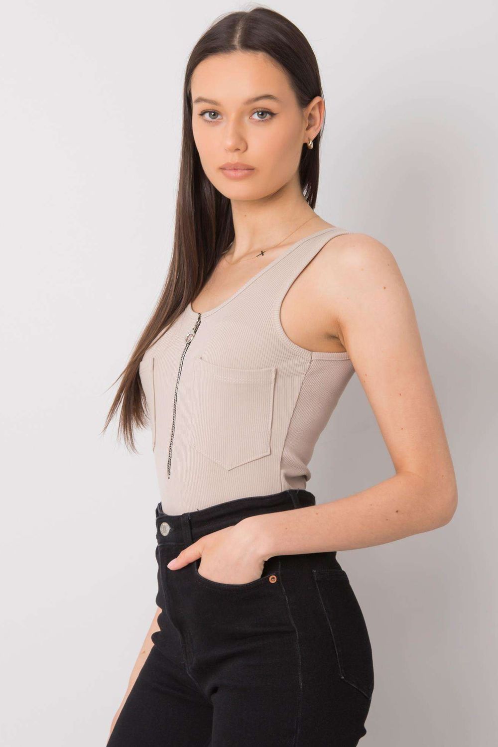 Koszulka Top MOdel DHJ-TP-13287.36P Beige - Italy Moda167390 - Beżowy - obrazek 3
