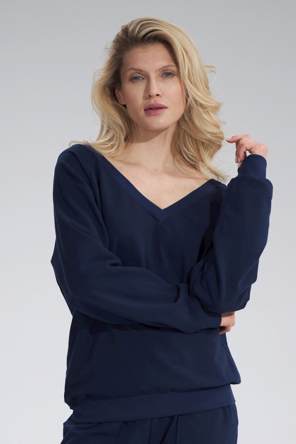 Bluza Damska Model M799 Navy - Figl167883 - Granatowy
