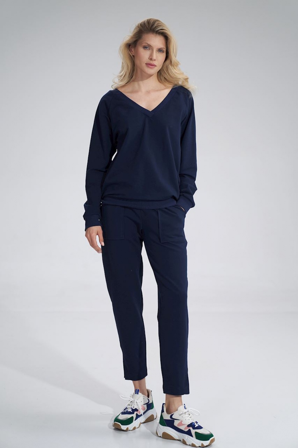 Bluza Damska Model M799 Navy - Figl167883 - Granatowy - obrazek 2