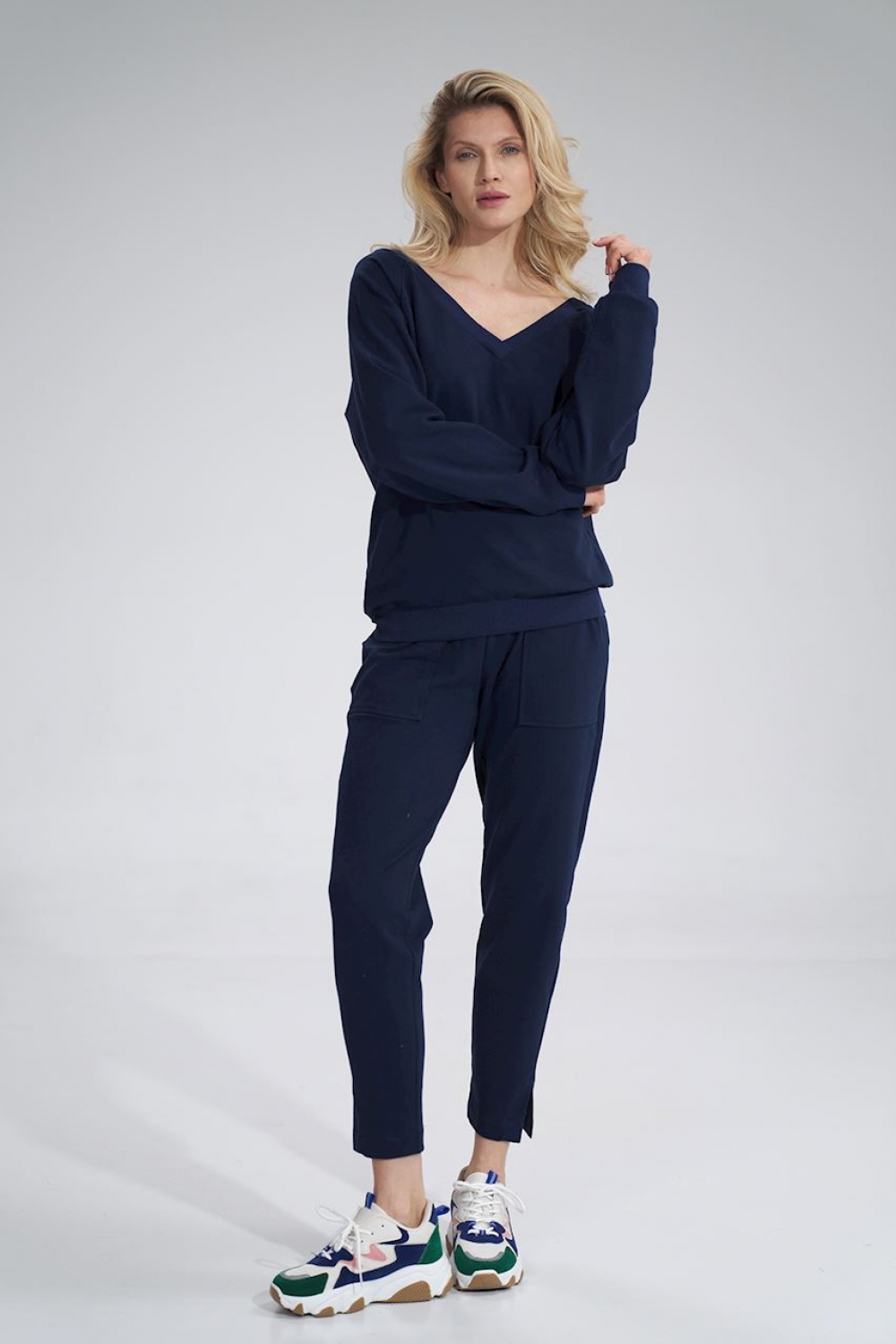 Bluza Damska Model M799 Navy - Figl167883 - Granatowy - obrazek 4