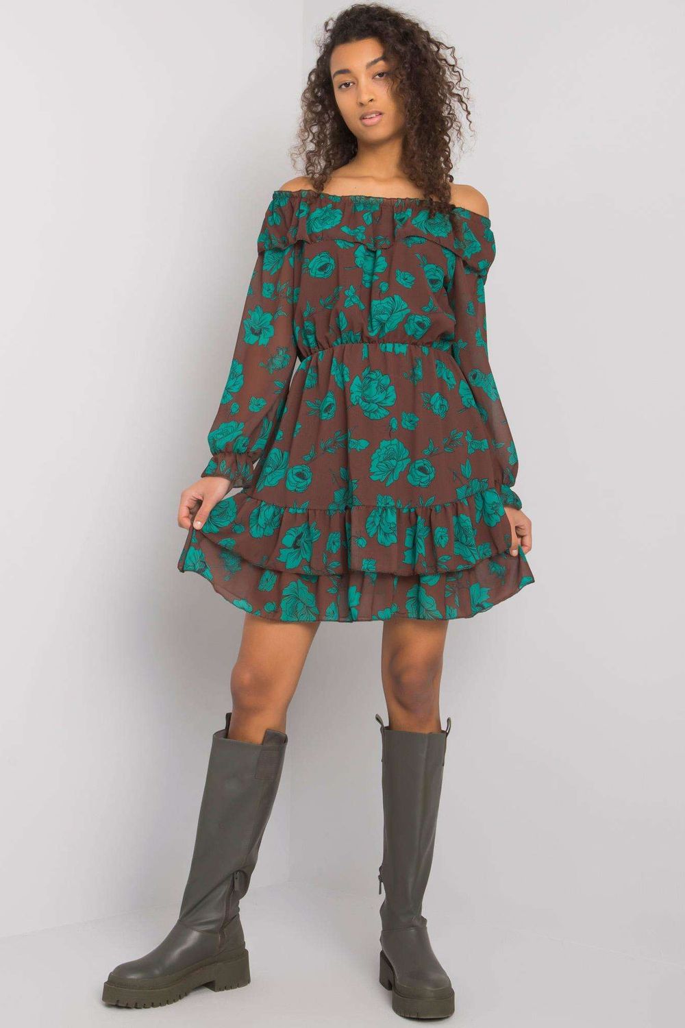 Sukienka Model DHJ-SK-15015.56P Brown - Italy Moda169539 - Brązowy - obrazek 2