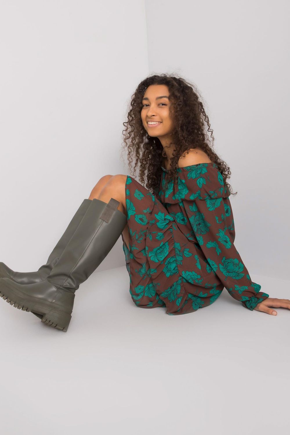 Sukienka Model DHJ-SK-15015.56P Brown - Italy Moda169539 - Brązowy - obrazek 3