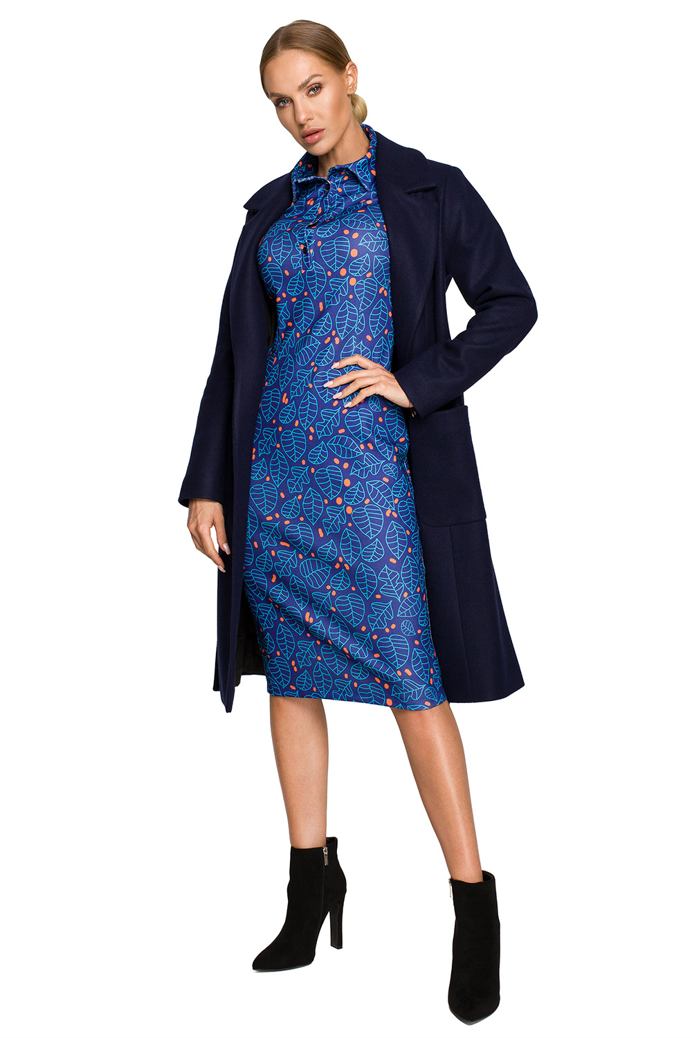 Płaszcz Model MOE708 Navy - Moe169939 - Granatowy - obrazek 2