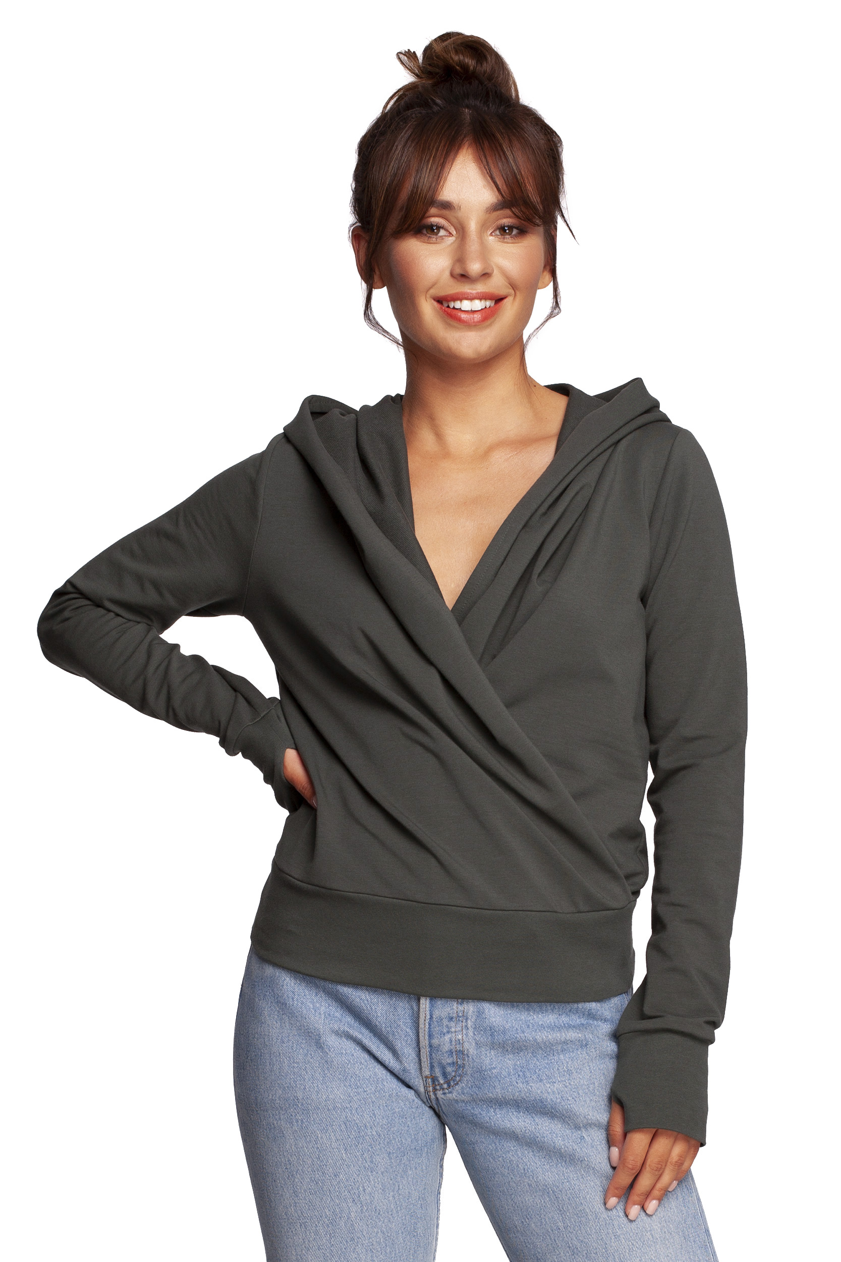 Bluza Damska Model B246 Militare Green - BeWear170174 - Zielony