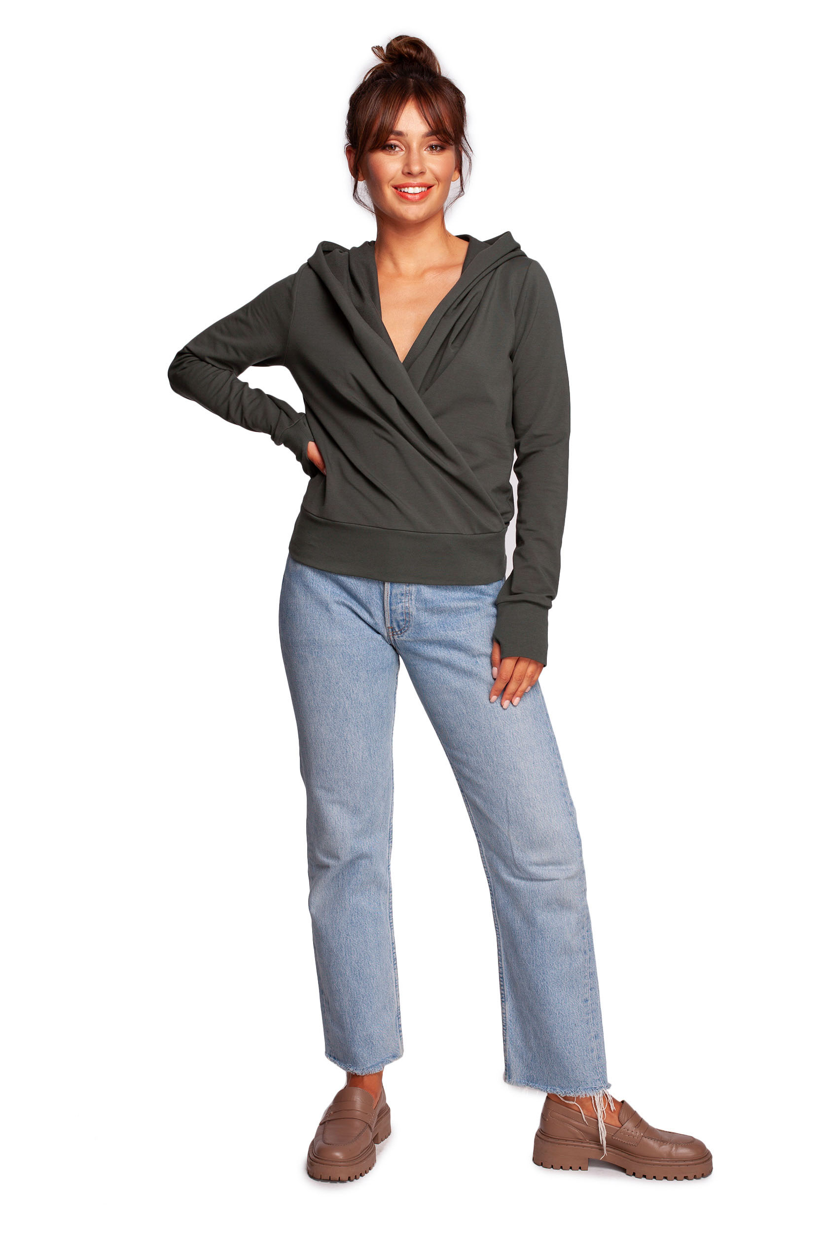 Bluza Damska Model B246 Militare Green - BeWear170174 - Zielony - obrazek 2