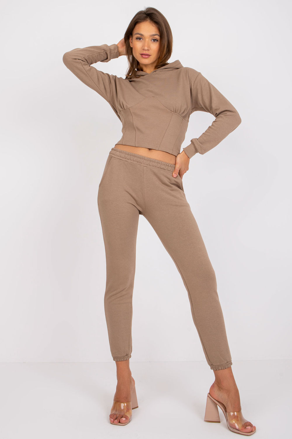 Spodnie Komplet Model EM-KMPL-378.04 Dark Beige - Ex Moda170395 - Beżowy