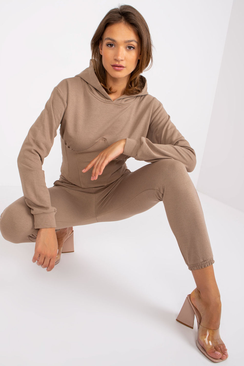 Spodnie Komplet Model EM-KMPL-378.04 Dark Beige - Ex Moda170395 - Beżowy - obrazek 2