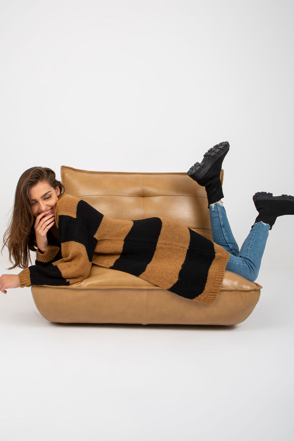 Sweter Kardigan Model TW-SW-BI-M3022.29X Camel - Och Bella170741 - Brązowy