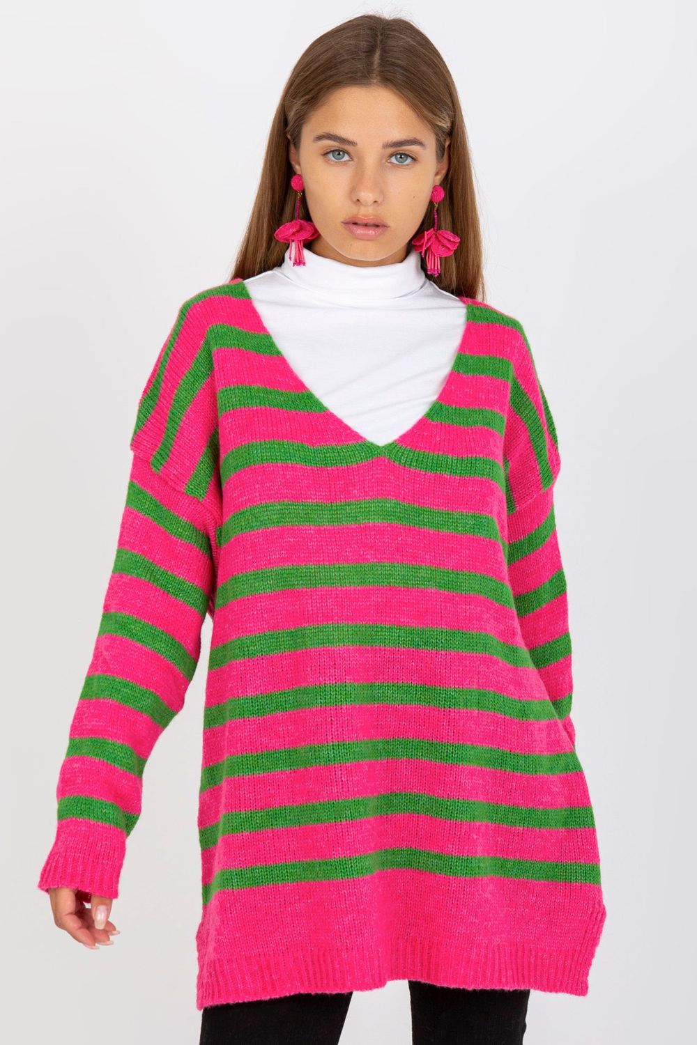 Sweter Damski Model TW-SW-BI-M59.25 Pink - Och Bella170994 - Różowy
