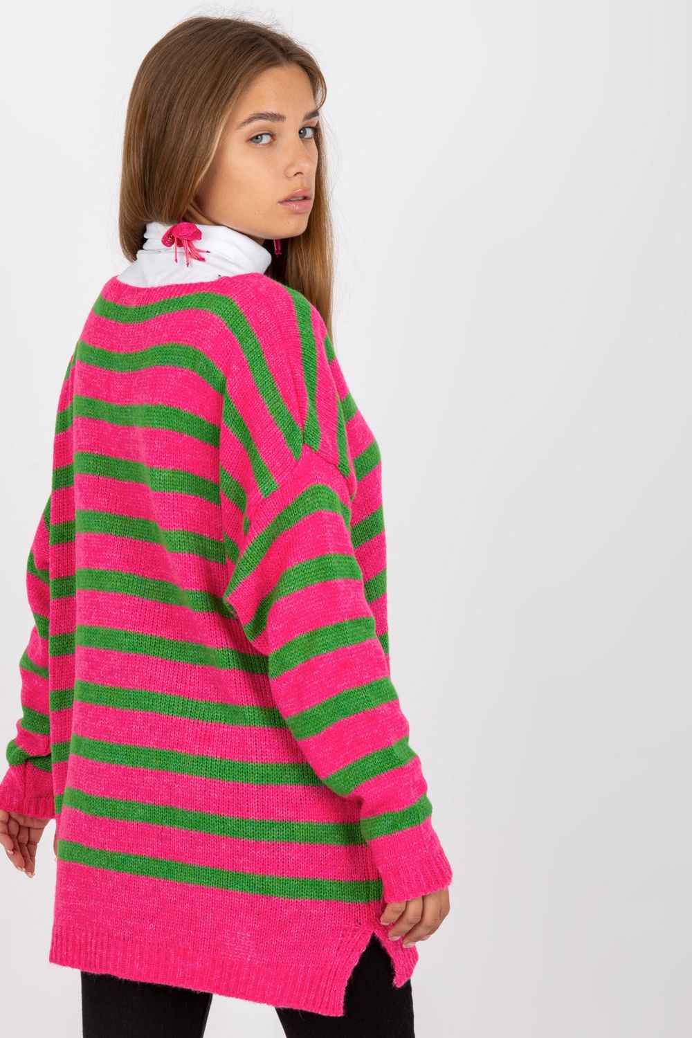 Sweter Damski Model TW-SW-BI-M59.25 Pink - Och Bella170994 - Różowy - obrazek 3