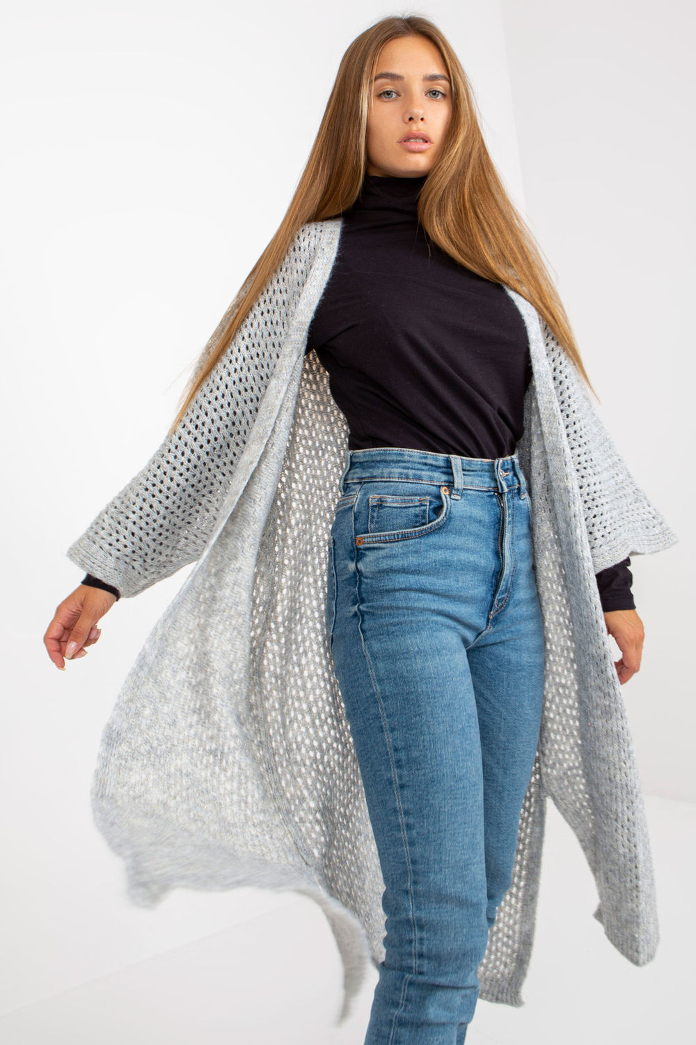 Sweter Kardigan Model TW-SW-BI-M31.36X Grey - Och Bella170996 - Szary