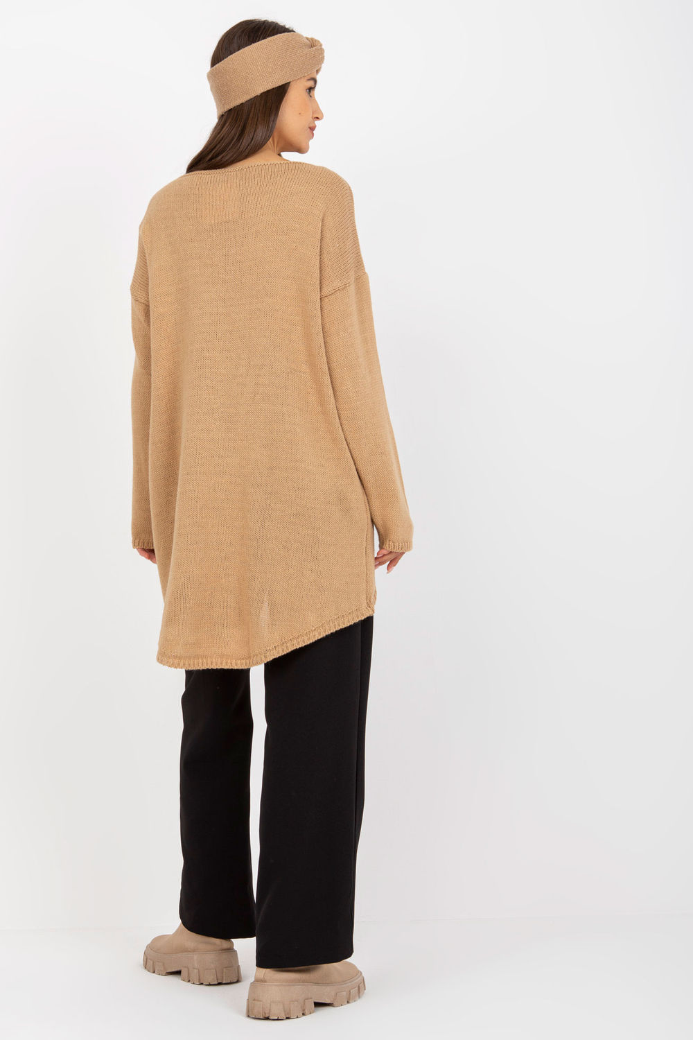Sweter Damski Model TW-SW-BI-1222.13X Camel - Och Bella171003 - Brązowy - obrazek 2