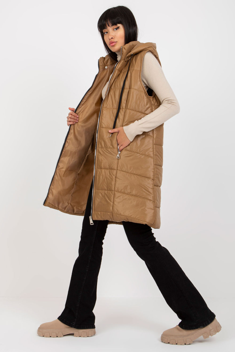 Kamizelka Model TW-KZ-BI-82019.09 Light Brown - Och Bella171263 - Brązowy - obrazek 2
