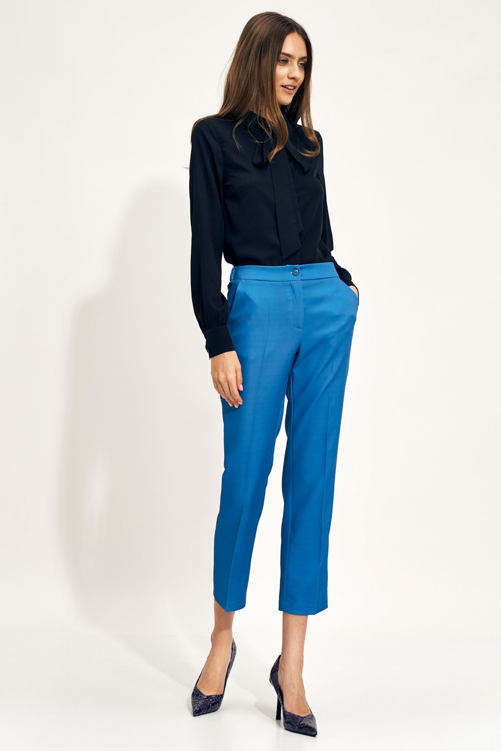 Spodnie Niebieskie spodnie chino SD70 Blue - Nife171287 - Niebieski - obrazek 2