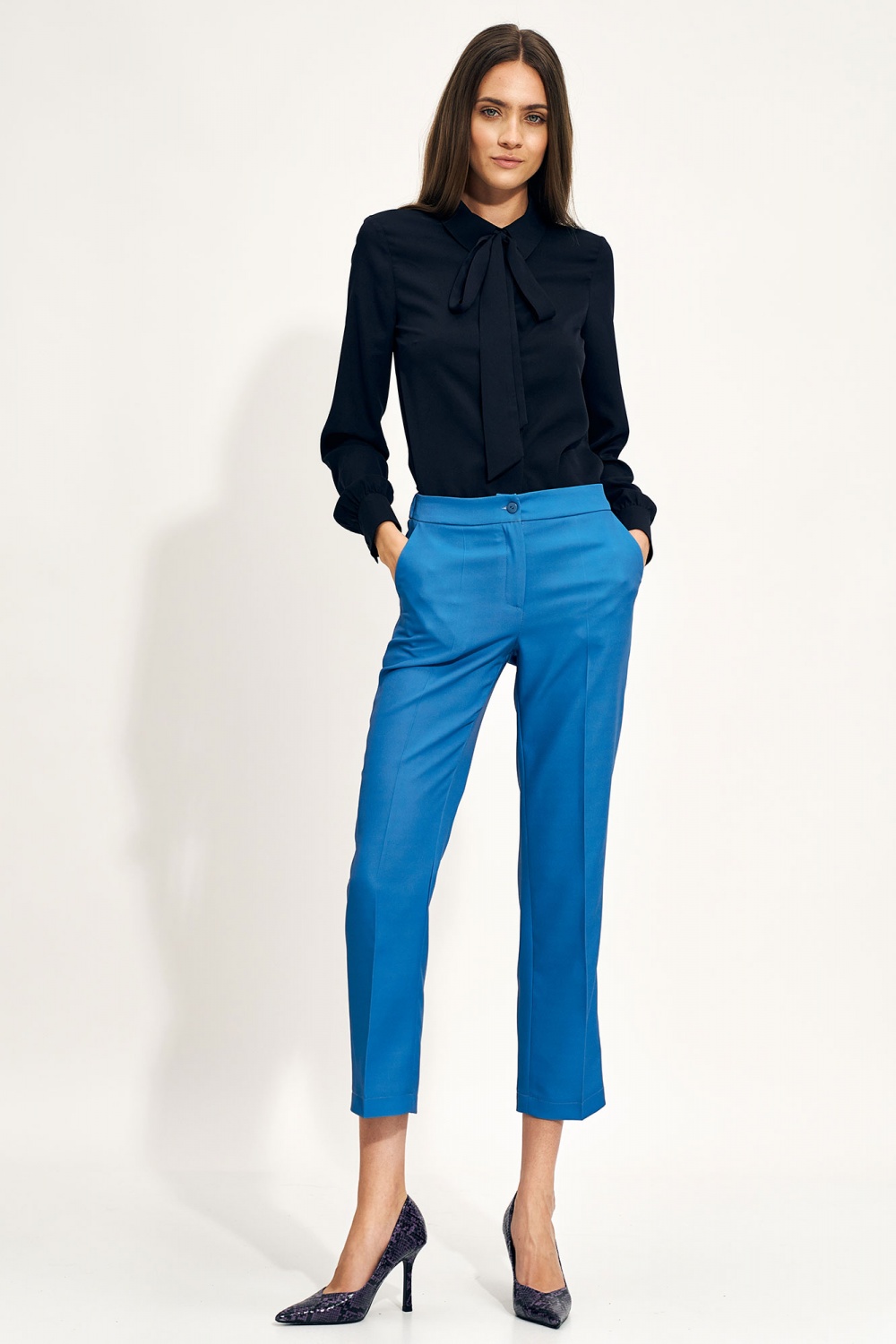 Spodnie Niebieskie spodnie chino SD70 Blue - Nife171287 - Niebieski - obrazek 4