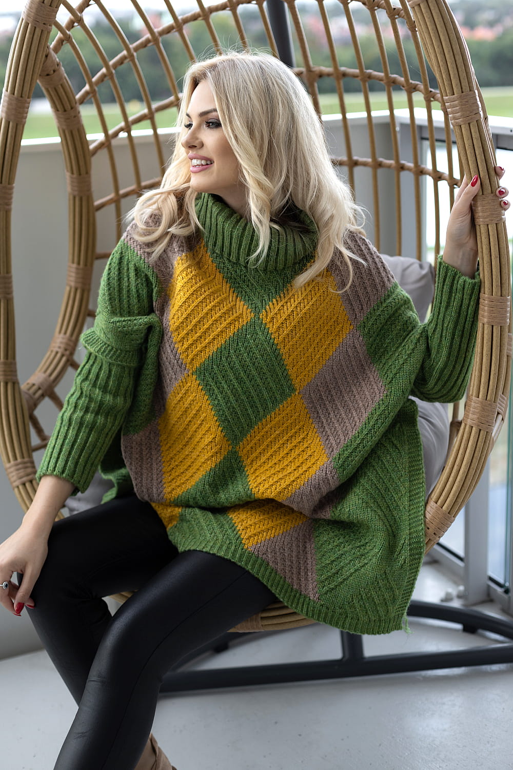 Sweter Damski Model 30088 Green - PeeKaBoo171305 - Wielokolorowy