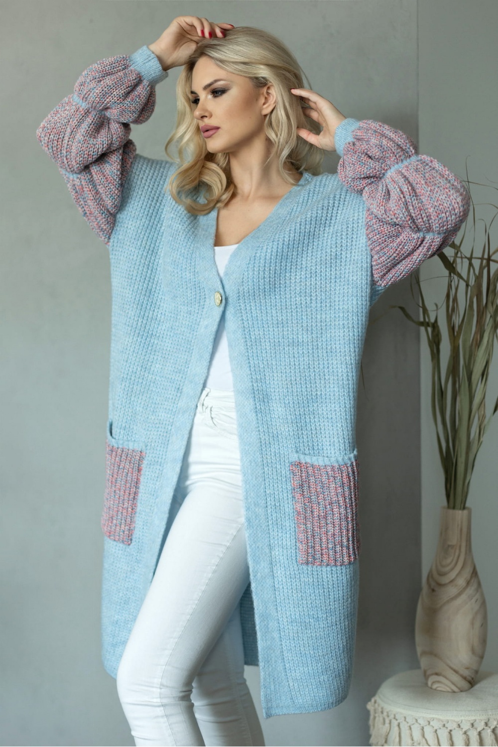 Sweter Kardigan Model 30086 Błękit - PeeKaBoo171309 - Wielokolorowy