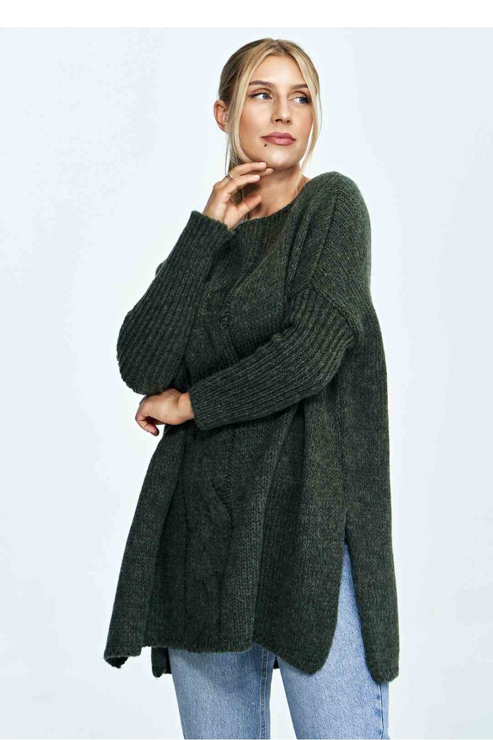 Sweter Damski Model M900 Dark Olive - Figl172105 - Zielony - obrazek 2