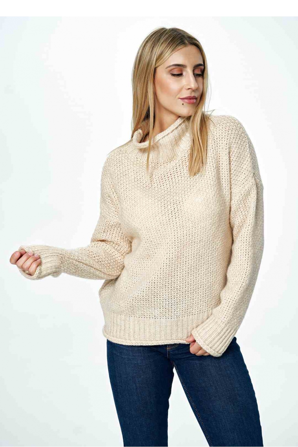 Sweter Damski Model M886 Beige - Figl172241 - Beżowy - obrazek 2