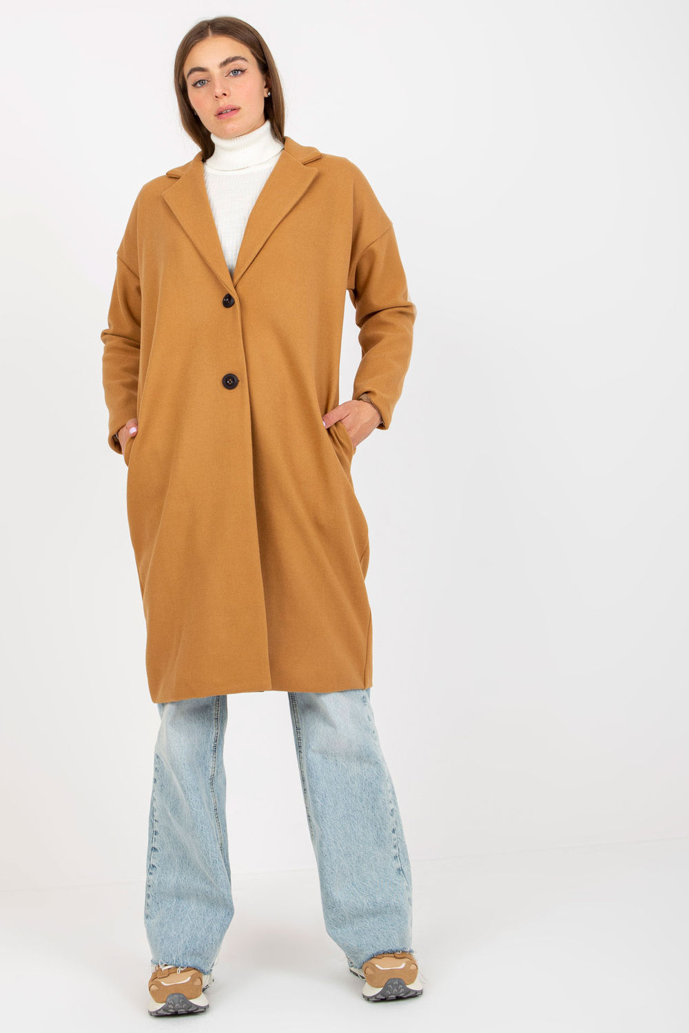 Płaszcz Damski Model TW-PL-BI-7298-1.15 Camel - Och Bella172442 - Brązowy