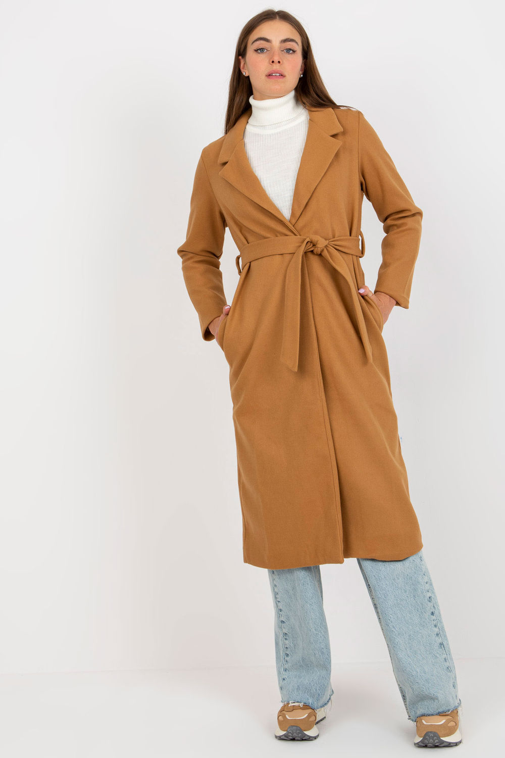 Płaszcz Damski Model TW-PL-BI-5312.32 Camel - Och Bella172446 - Brązowy
