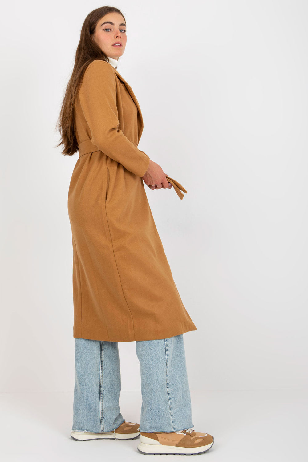 Płaszcz Damski Model TW-PL-BI-5312.32 Camel - Och Bella172446 - Brązowy - obrazek 2