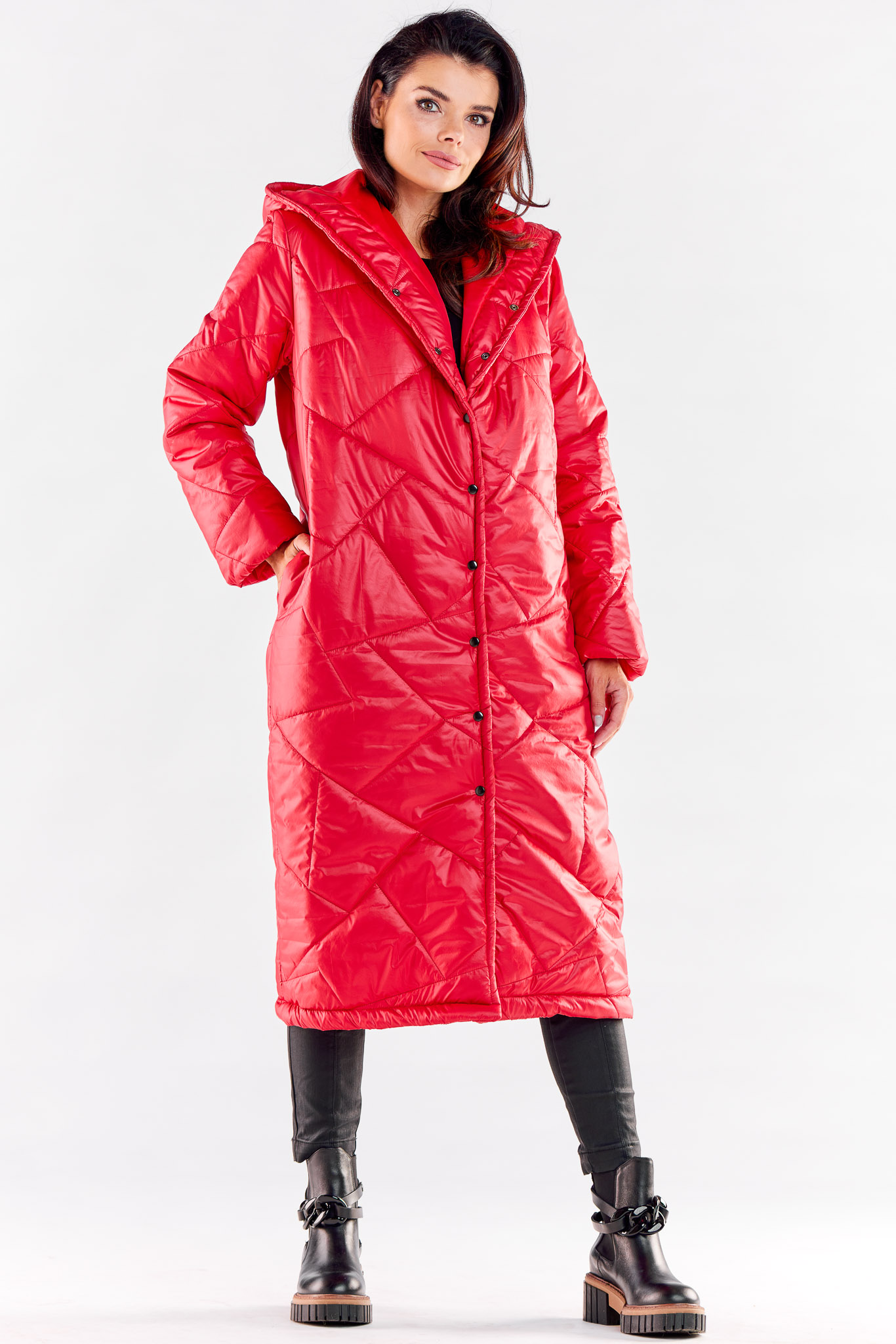 Płaszcz Damski Model A542 Red - awama173876 - Czerwony