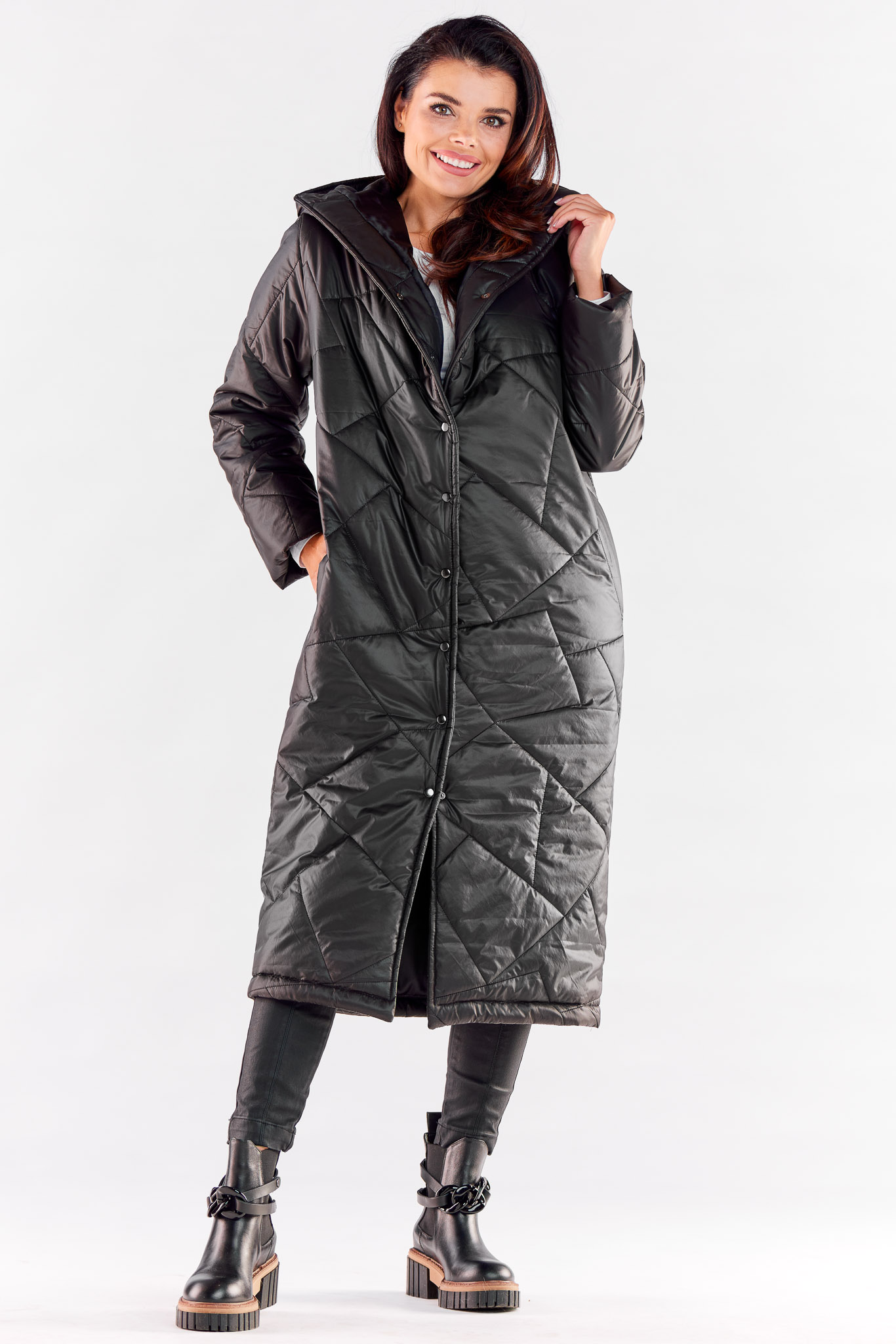 Płaszcz Damski Model A542 Black - awama173878 - Czarny