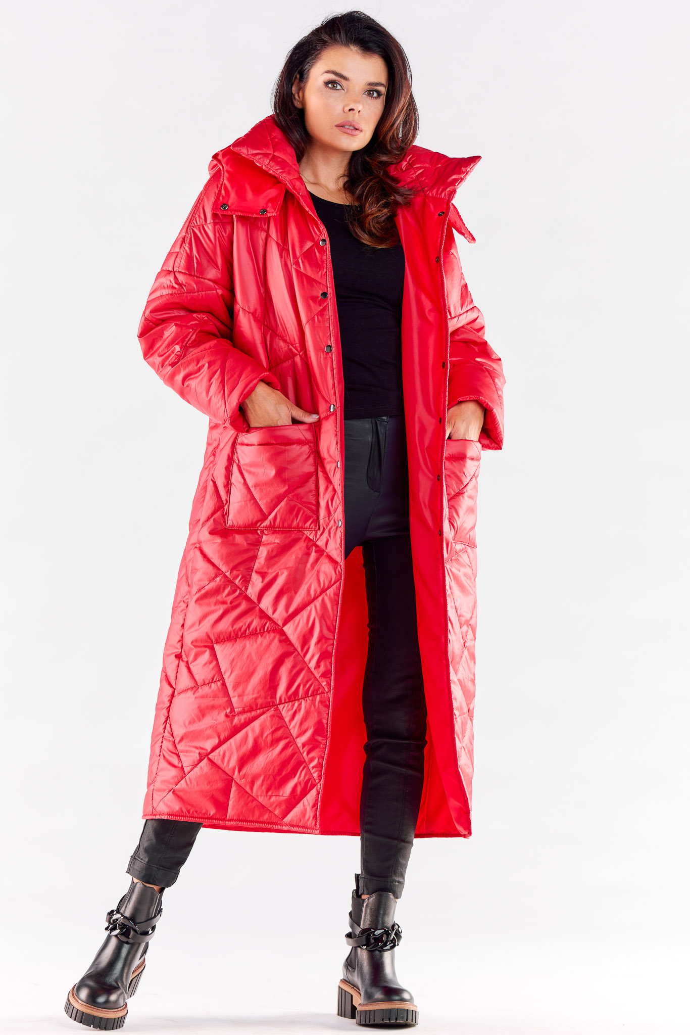 Płaszcz Damski Model A541 Red - awama173879 - Czerwony - obrazek 2