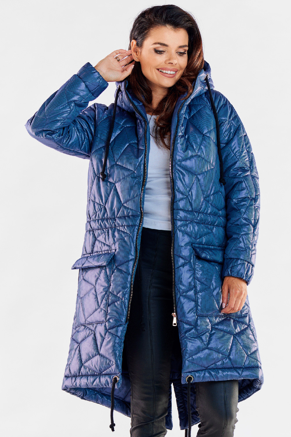 Kurtka Damska Model A538 Navy - awama173886 - Granatowy