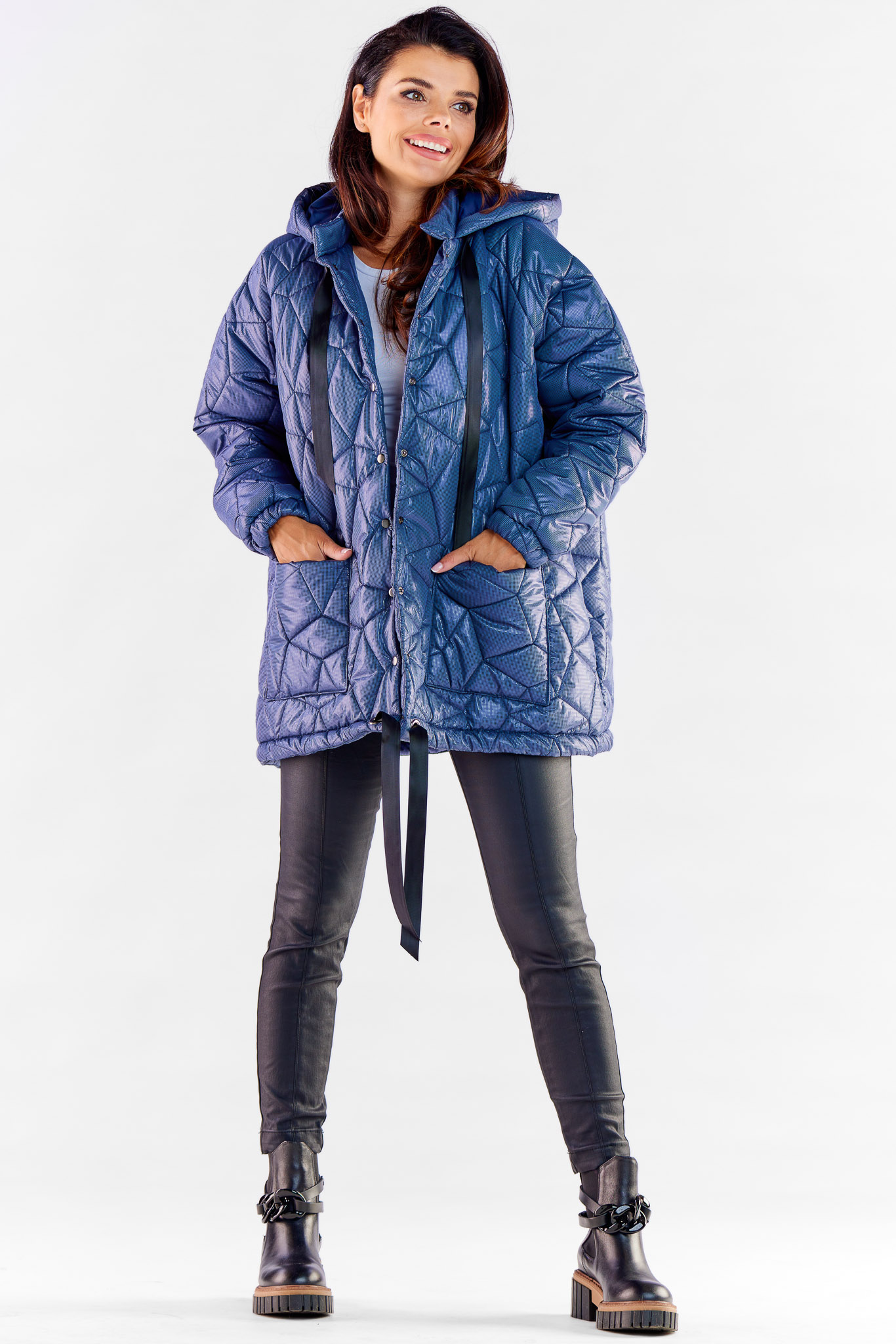 Kurtka Damska Model A536 Navy - awama173890 - Granatowy - obrazek 2