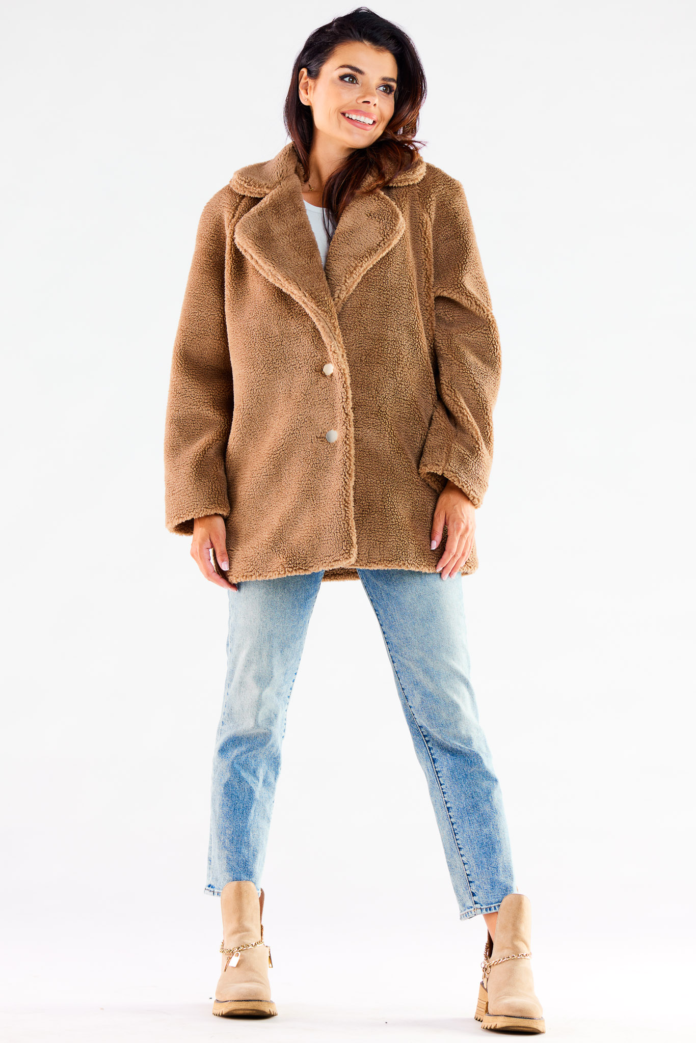Płaszcz Damski Model A534 Brown - awama173895 - Brązowy - obrazek 2