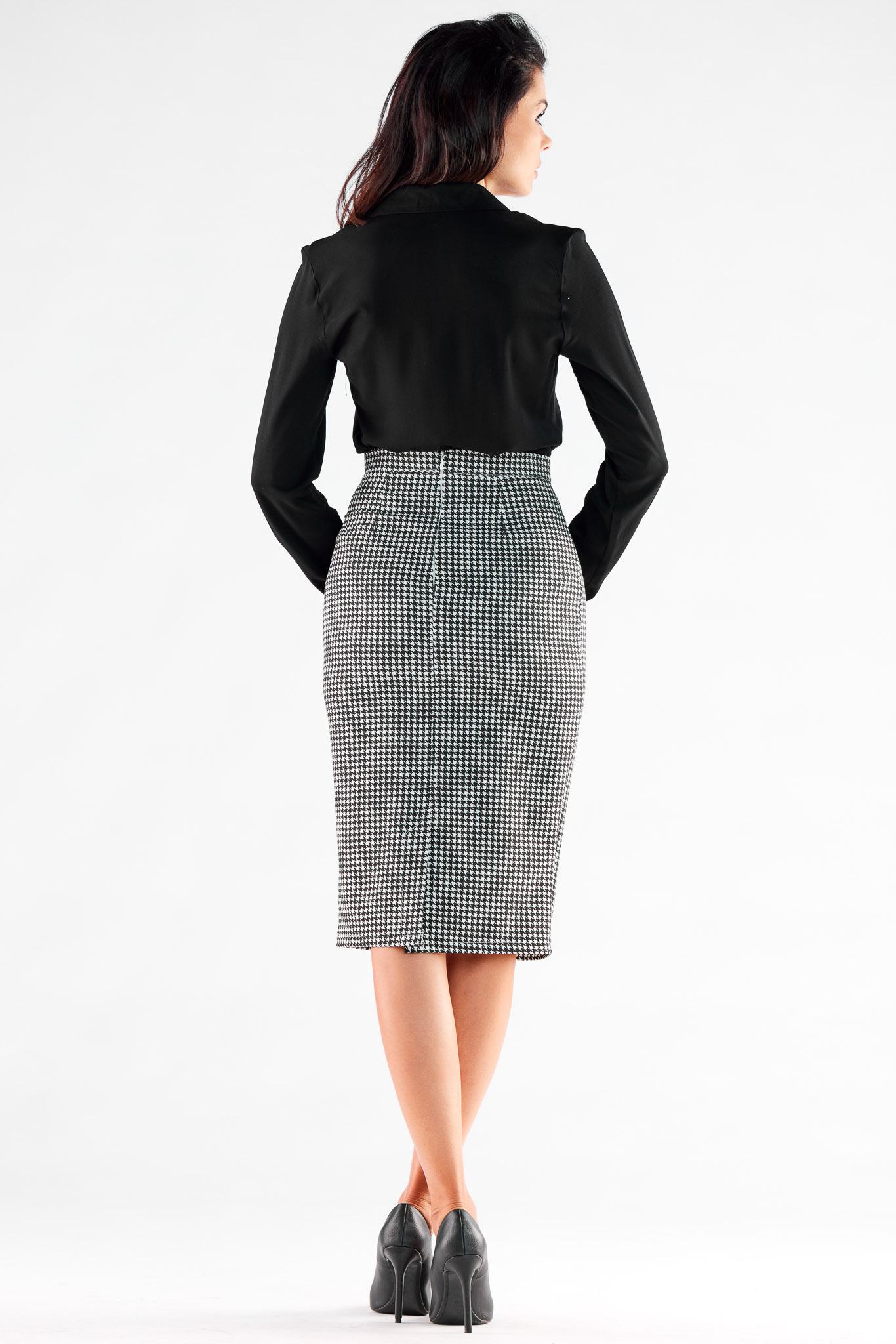 Spódnica Model A531 Houndstooth - awama173901 - Czarny - obrazek 3