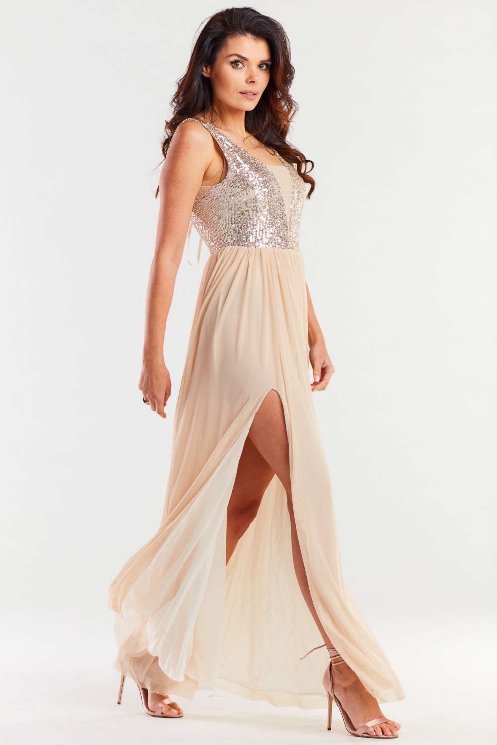 Sukienka Model A486 Beige - awama174302 - Beżowy - obrazek 2
