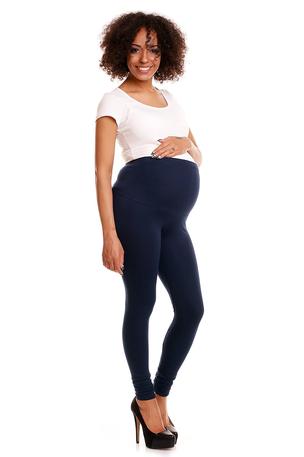 Legginsy Ciążowe Model 1469B Navy - PeeKaBoo174802 - Granatowy - obrazek 2