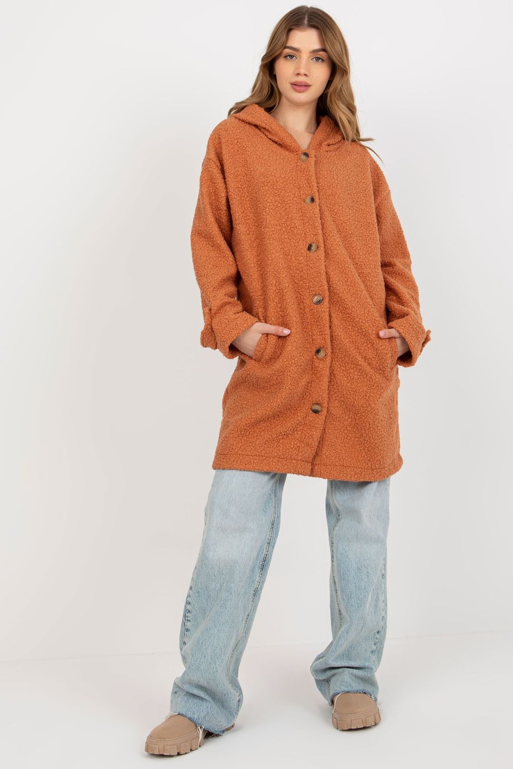 Płaszcz Damski Model RV-PL-8449.98P Dark Orange - Relevance175171 - Pomarańczowy