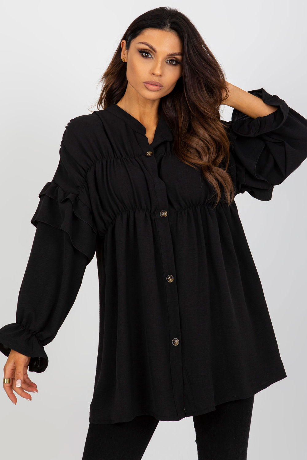 Koszula Damska Model TW-KS-BI-2021745.13X Black - Och Bella175459 - Czarny