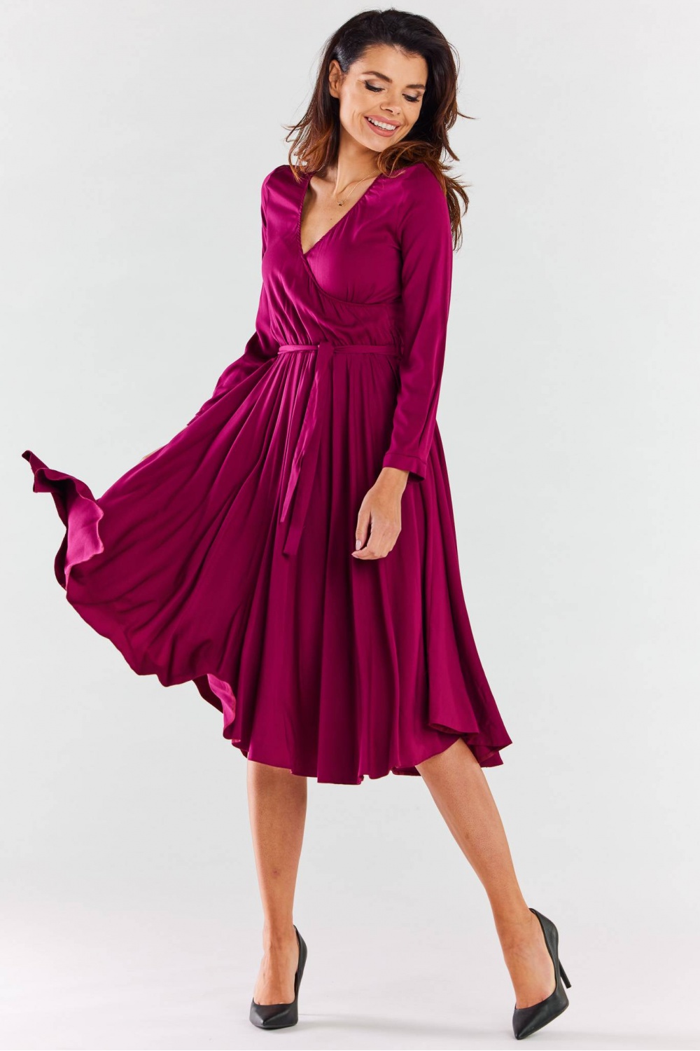 Sukienka Model A471 Claret - awama176847 - Czerwony - obrazek 4