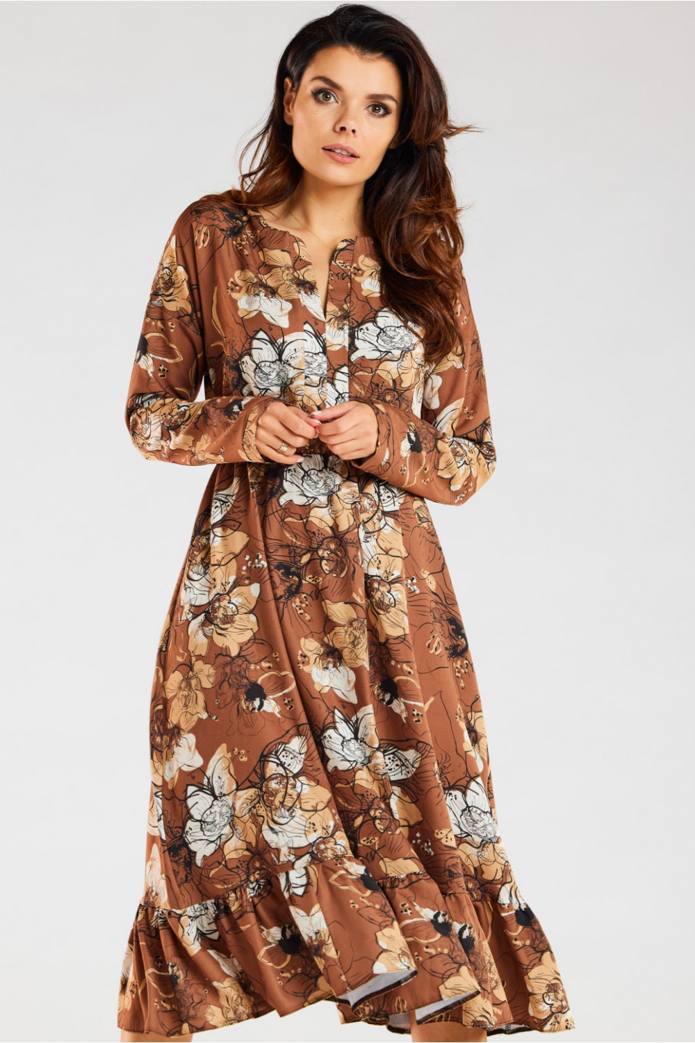 Sukienka Model A468 Brown Pattern - awama176853 - Brązowy