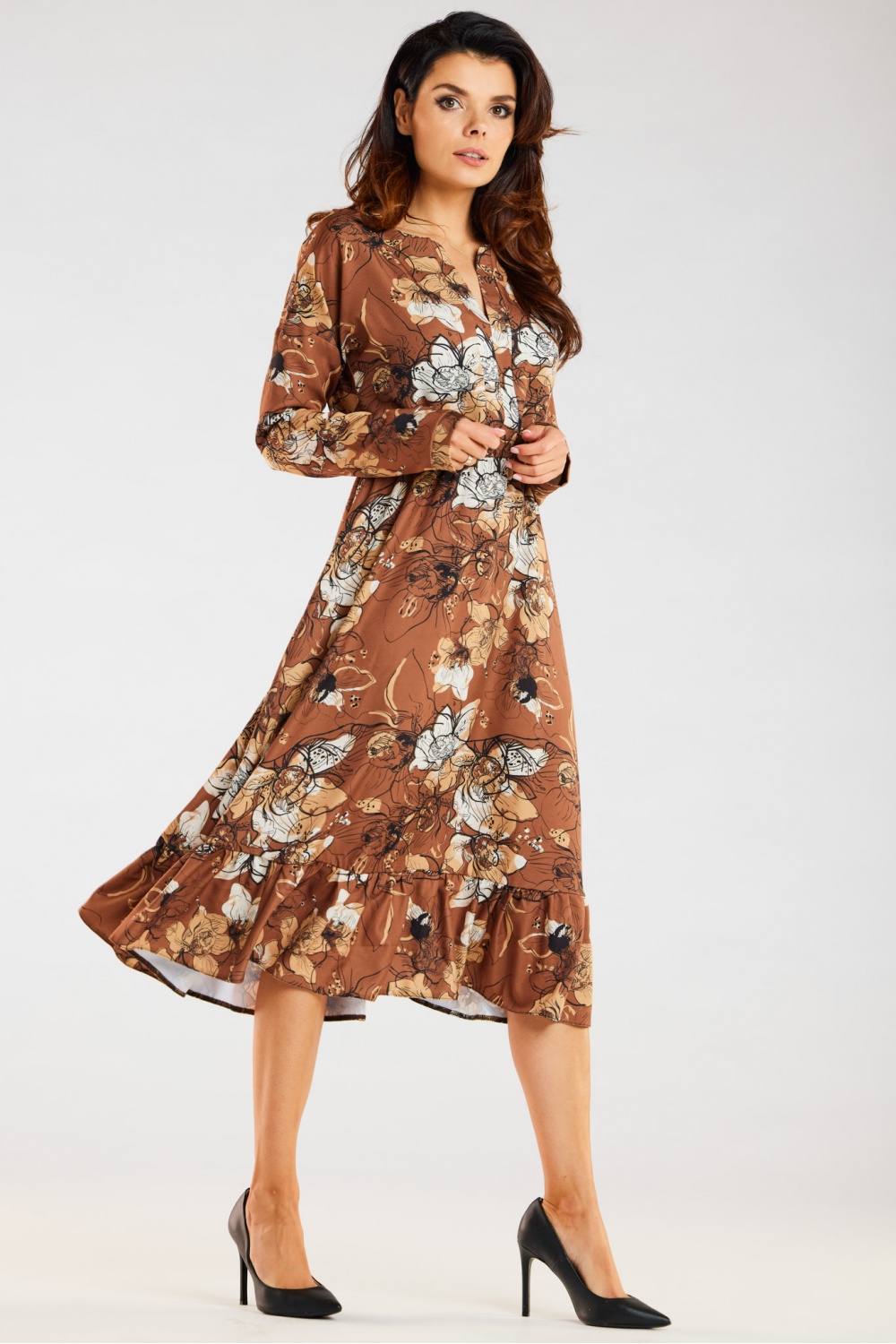Sukienka Model A468 Brown Pattern - awama176853 - Brązowy - obrazek 3