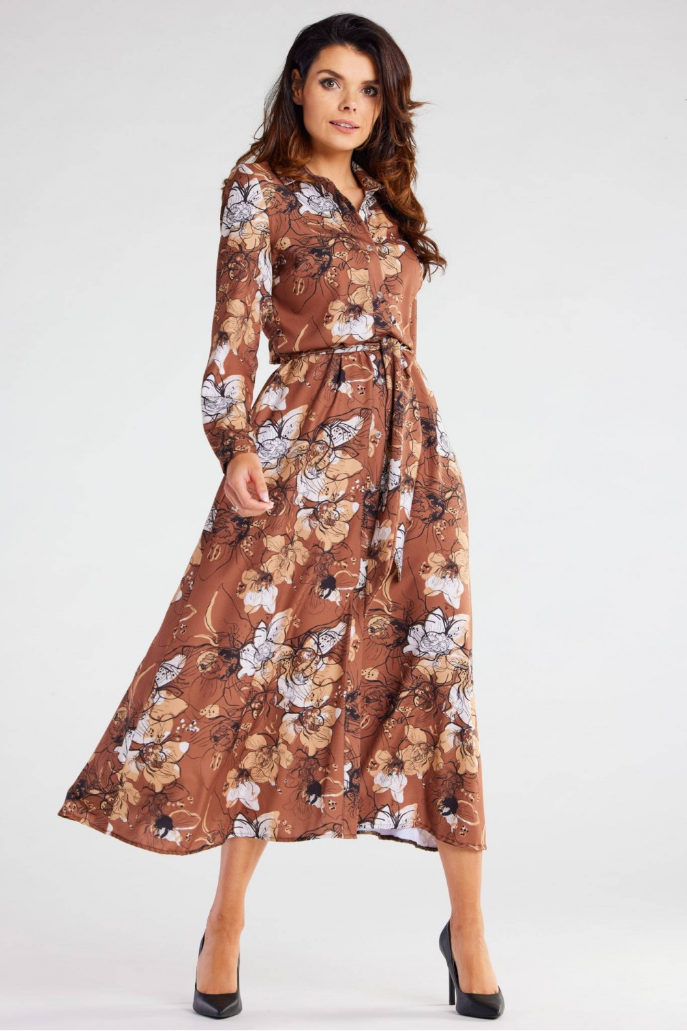 Sukienka Model A467 Brown Pattern - awama176856 - Brązowy