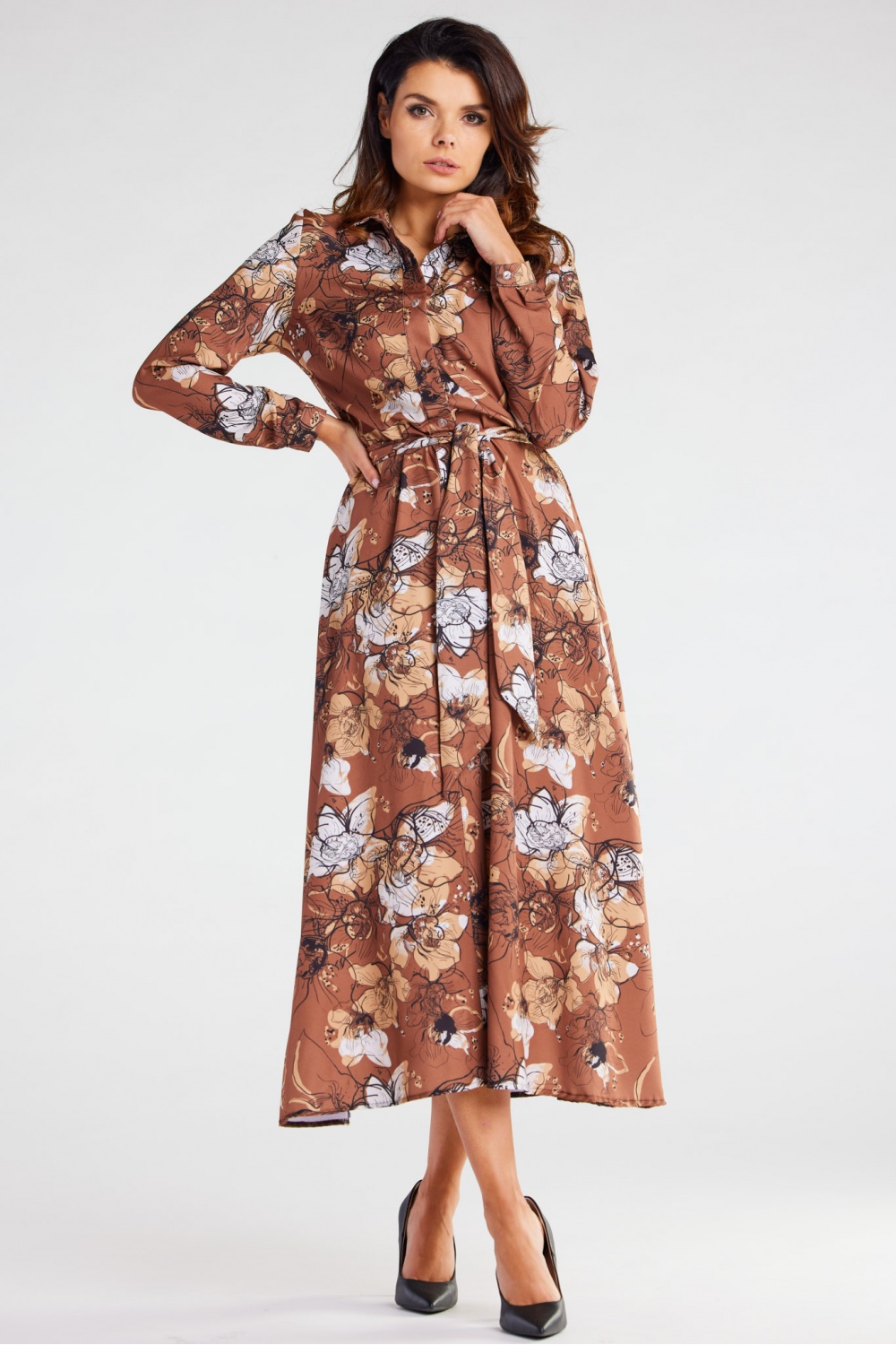 Sukienka Model A467 Brown Pattern - awama176856 - Brązowy - obrazek 3