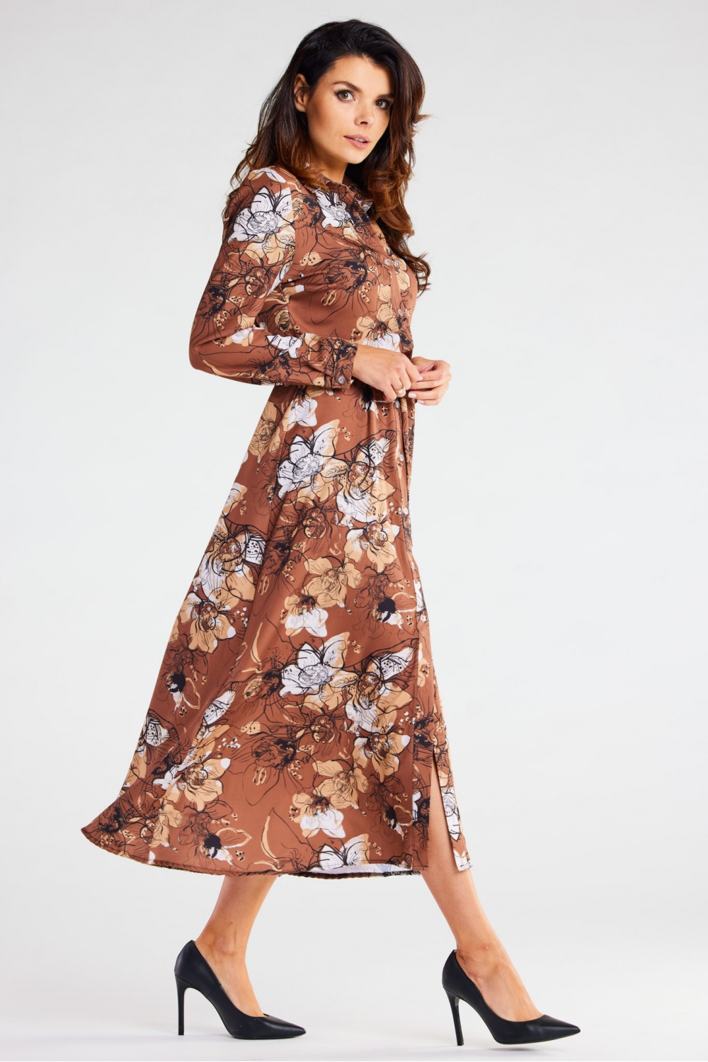 Sukienka Model A467 Brown Pattern - awama176856 - Brązowy - obrazek 4