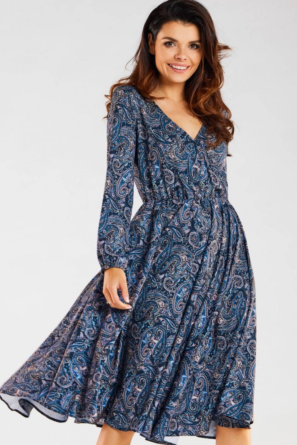 Sukienka Model A466 Navy Pattern - awama176858 - Granatowy