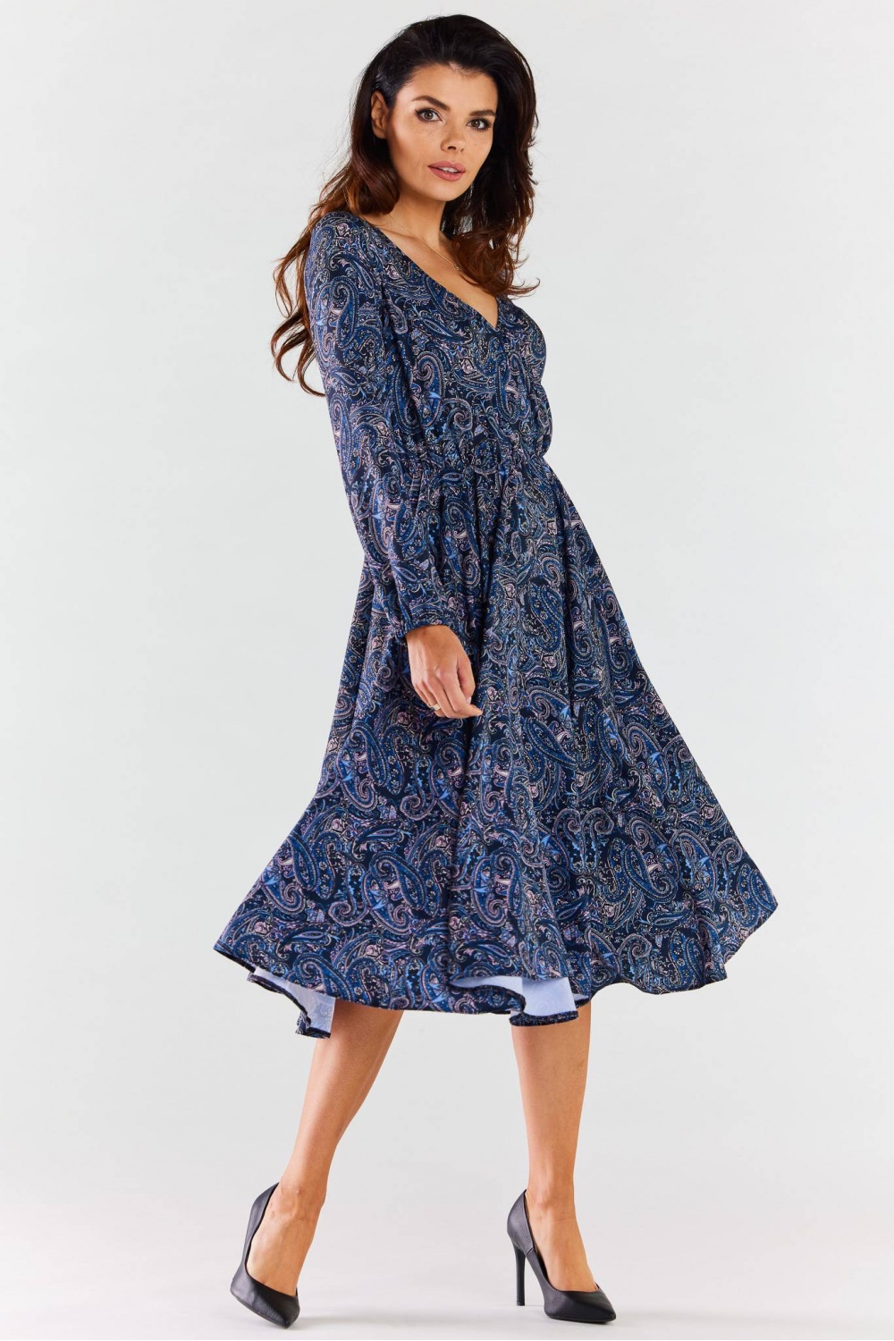 Sukienka Model A466 Navy Pattern - awama176858 - Granatowy - obrazek 2