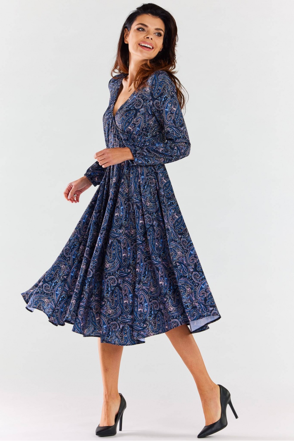 Sukienka Model A466 Navy Pattern - awama176858 - Granatowy - obrazek 3