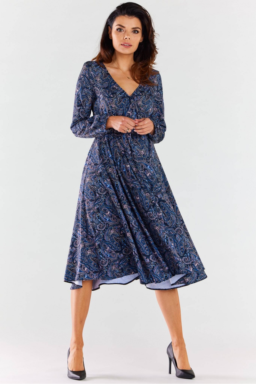 Sukienka Model A466 Navy Pattern - awama176858 - Granatowy - obrazek 4